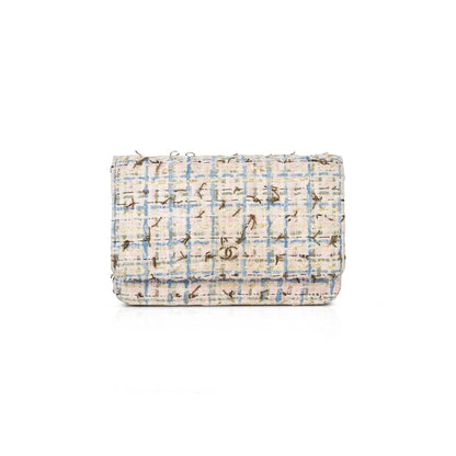 Chanel Tweed Quilted Classic Charms Wallet on Chain