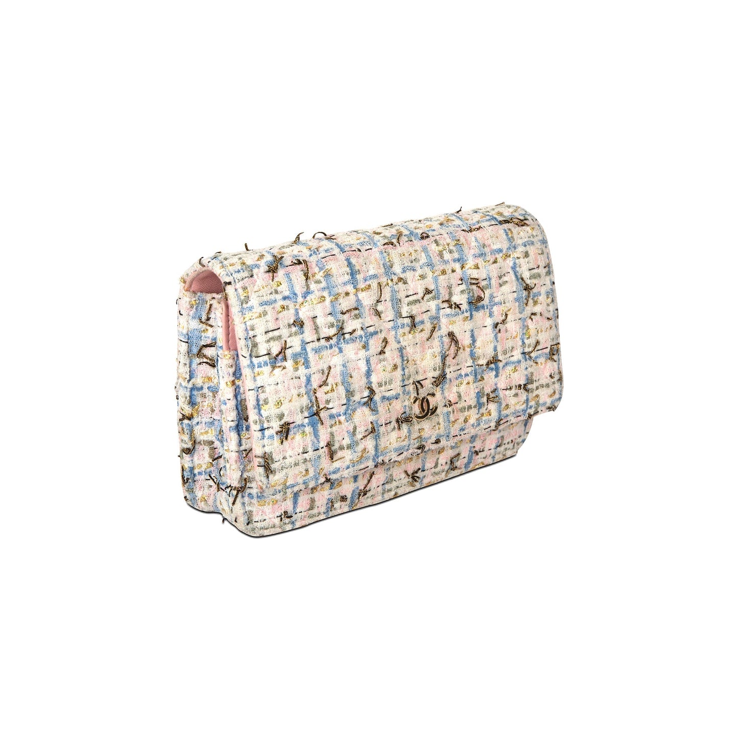 Chanel Tweed Quilted Classic Charms Wallet on Chain