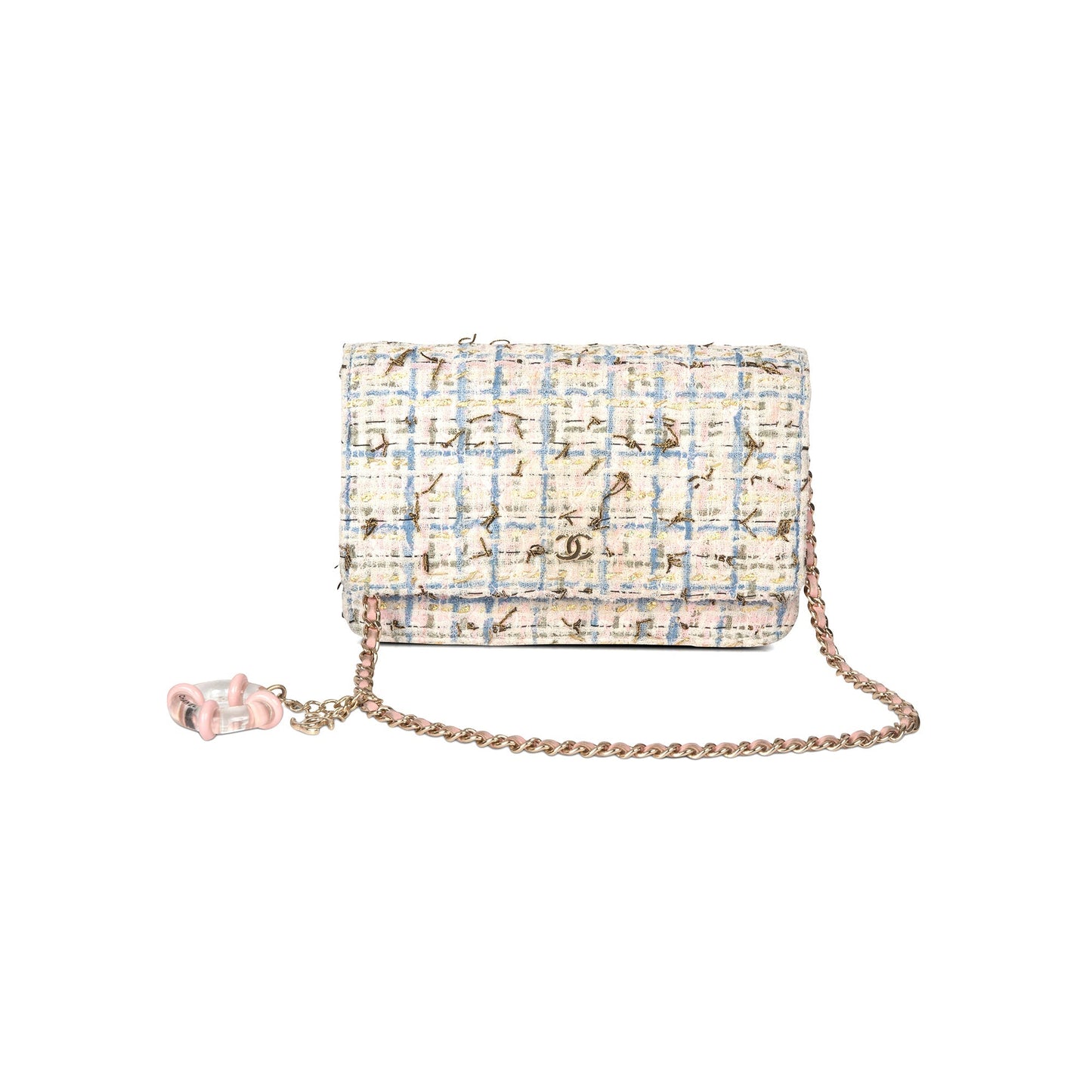 Chanel Tweed Quilted Classic Charms Wallet on Chain
