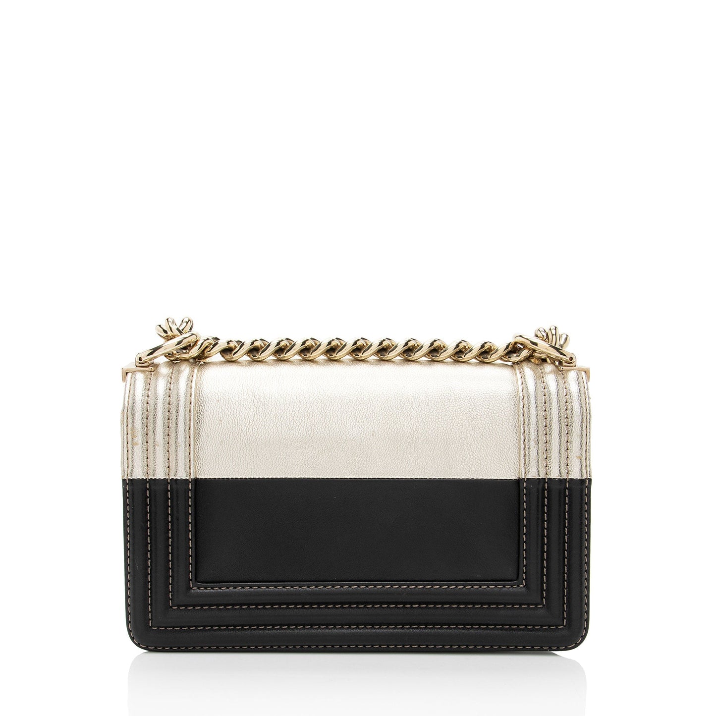 Chanel Two Tone Calfskin Goatskin Small Boy Bag
