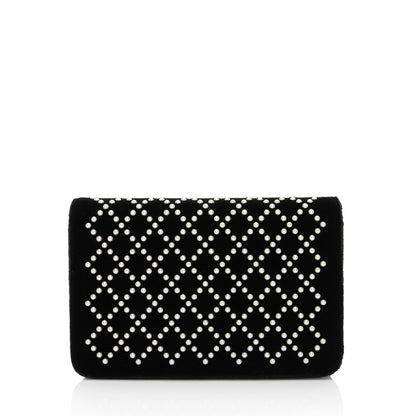 Chanel Velvet Pearl Embellished Wallet on Chain (SHF-aGIZaD)