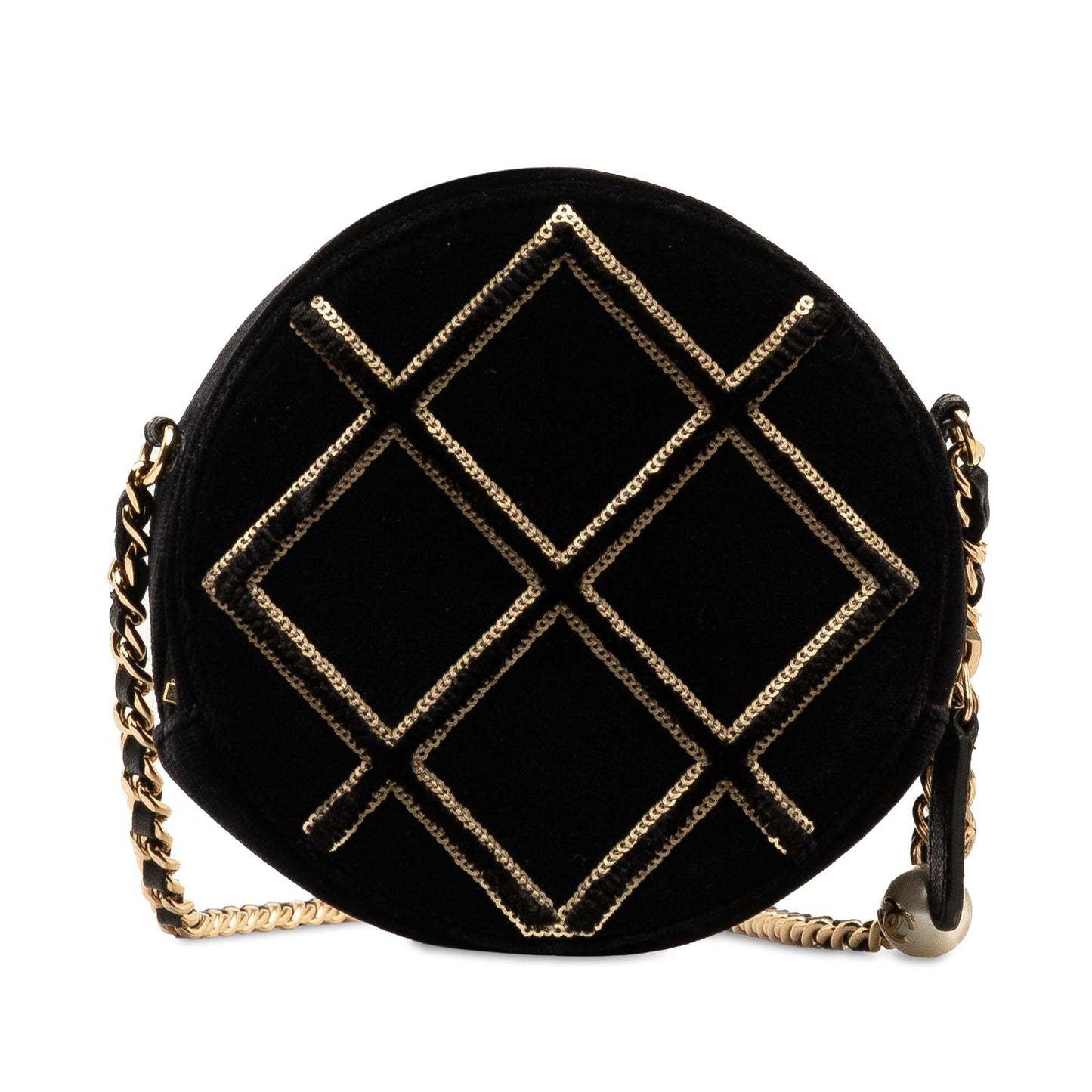 Chanel Velvet Pearl Sequin Round Crossbody