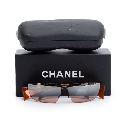 Chanel Vintage 6001-Z Brown Rimless Shield Sunglasses