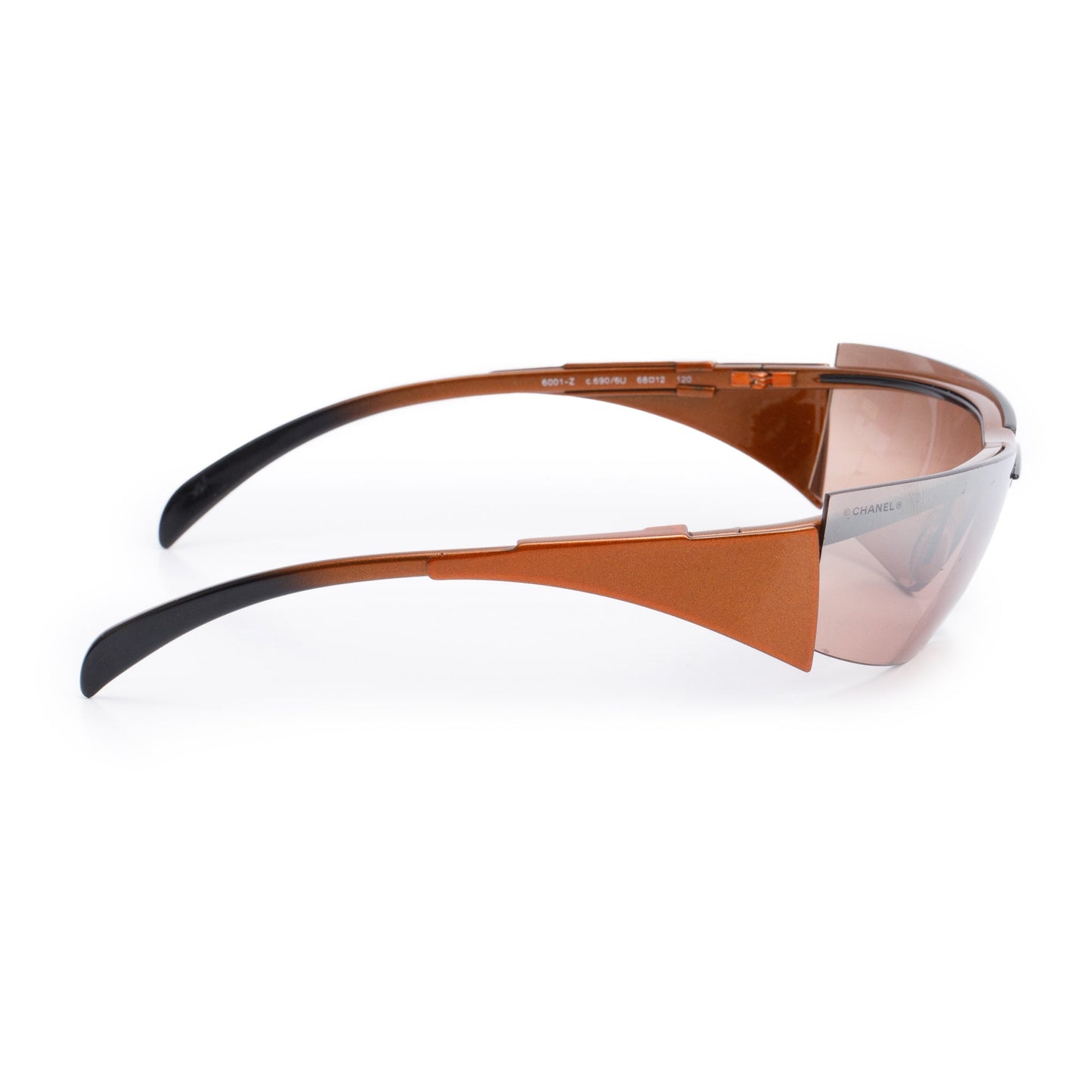 Chanel Vintage 6001-Z Brown Rimless Shield Sunglasses