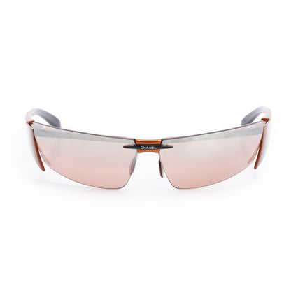 Chanel Vintage 6001-Z Brown Rimless Shield Sunglasses