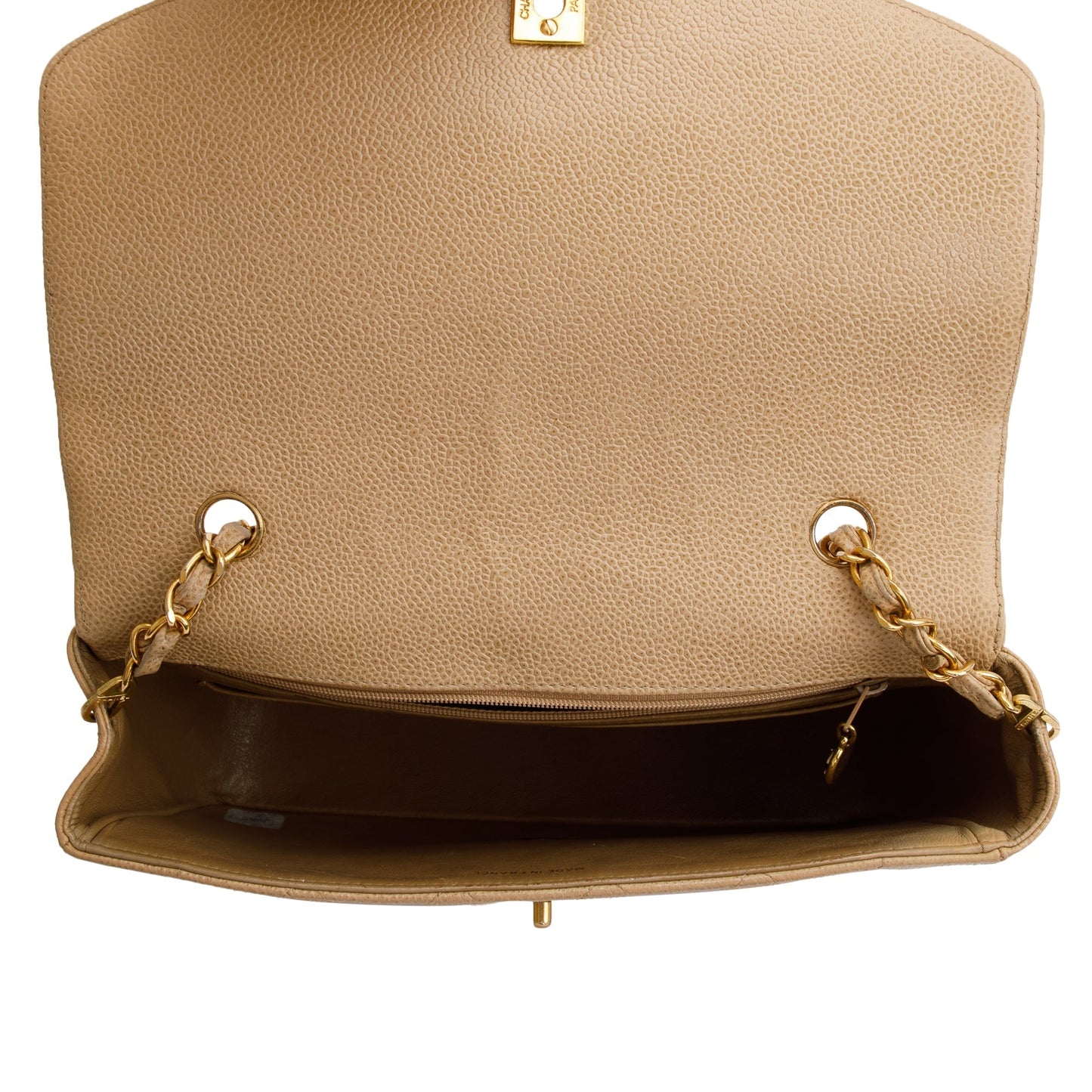 Chanel Vintage Beige Caviar Leather Medium Diana Flap Bag