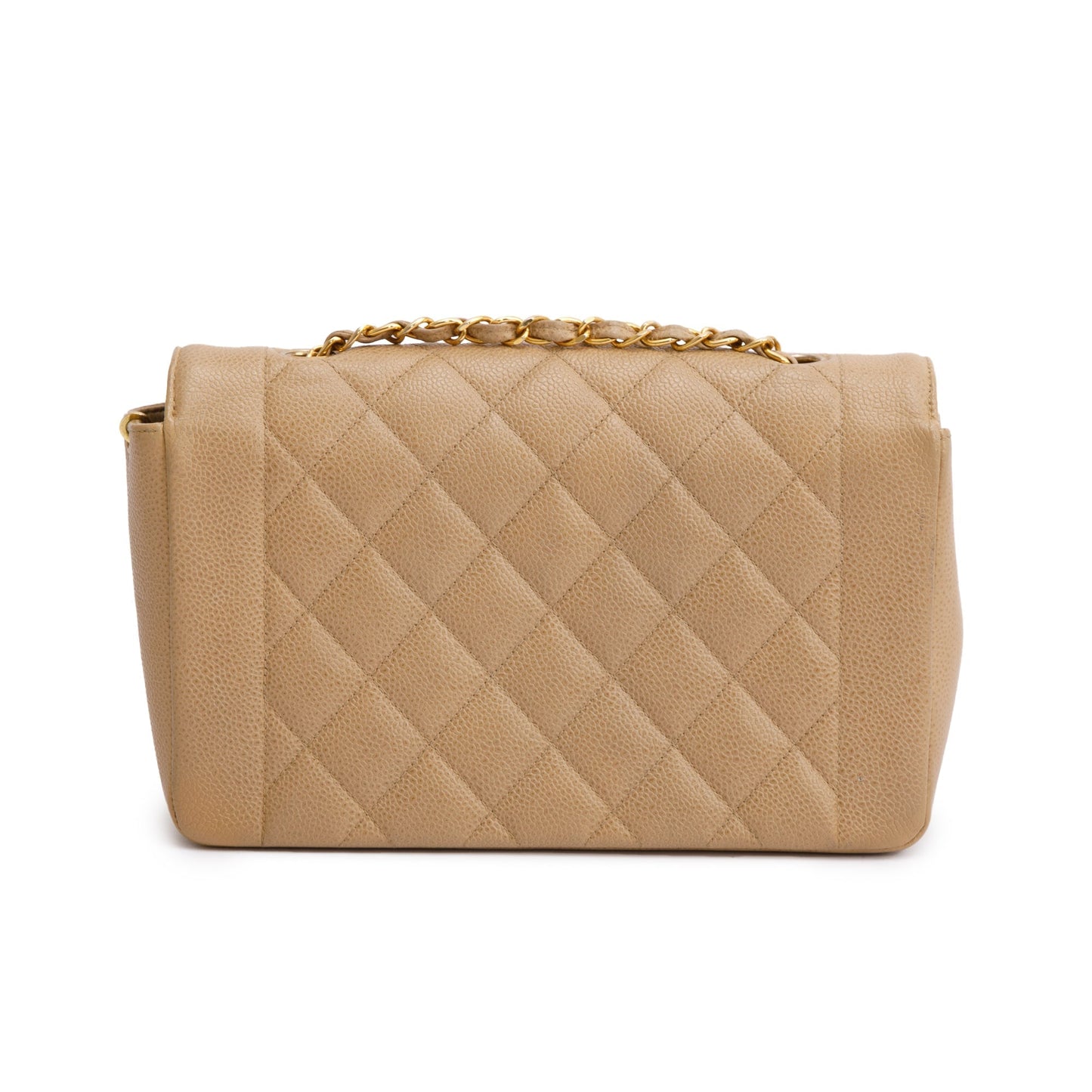 Chanel Vintage Beige Caviar Leather Medium Diana Flap Bag
