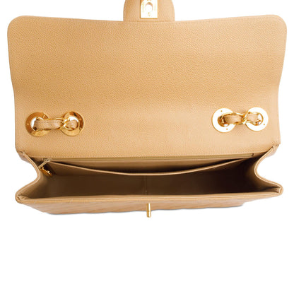 Chanel Vintage Beige Caviar Square Classic Jumbo Single Flap Bag
