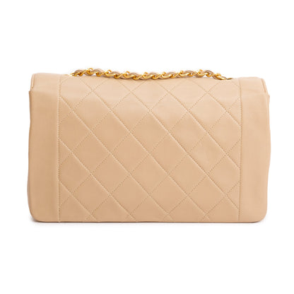 Chanel Vintage Beige Lambskin Leather Medium Diana Flap Bag