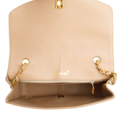 Chanel Vintage Beige Lambskin Leather Medium Diana Flap Bag