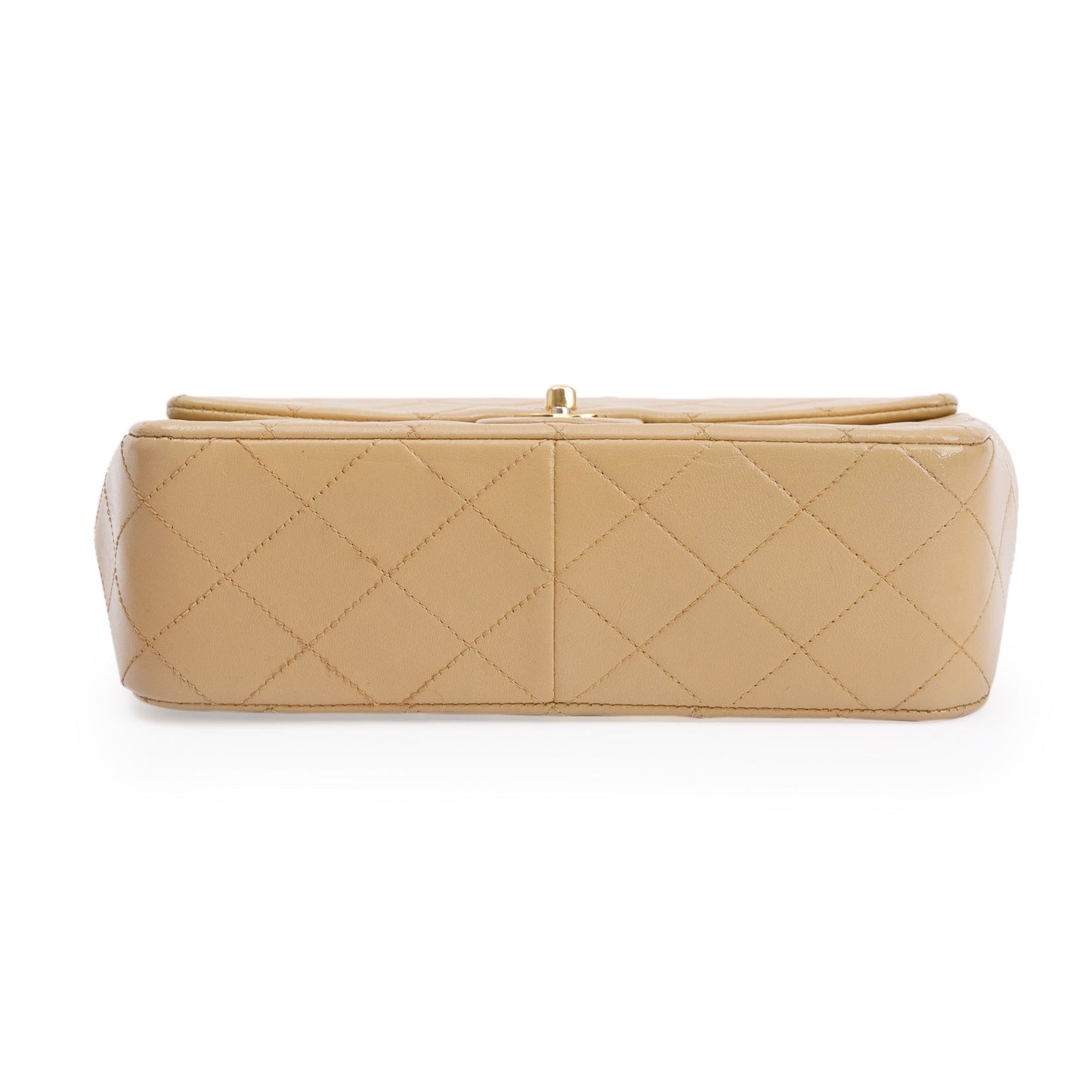 Chanel Vintage Beige Leather Small Square Single Flap Bag