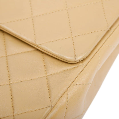 Chanel Vintage Beige Leather Small Square Single Flap Bag