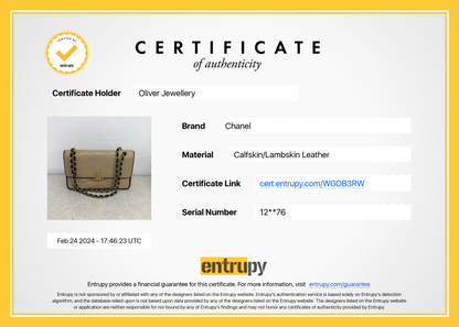 Chanel Vintage Beige Wave Quilted Lambskin Leather Small Flap Bag