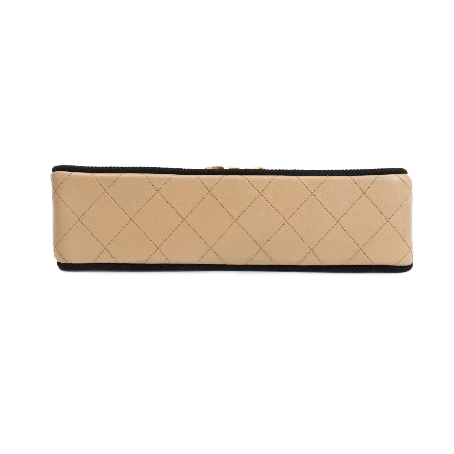 Chanel Vintage Beige Wave Quilted Lambskin Leather Small Flap Bag
