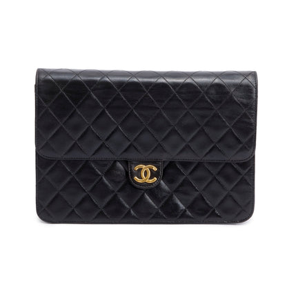 Chanel Vintage Black Calfskin Leather Medium Square CC Flap Bag