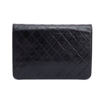 Chanel Vintage Black Calfskin Leather Medium Square CC Flap Bag