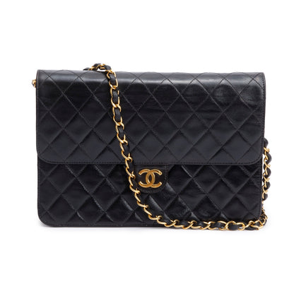 Chanel Vintage Black Calfskin Leather Medium Square CC Flap Bag