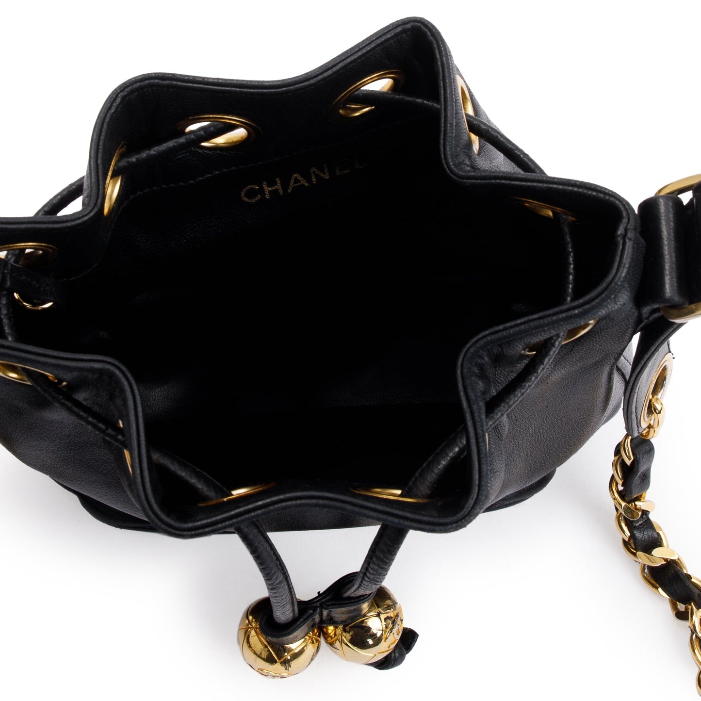 Chanel Vintage Black Calfskin Mini Bucket Bag