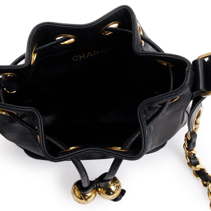 Chanel Vintage Black Calfskin Mini Bucket Bag