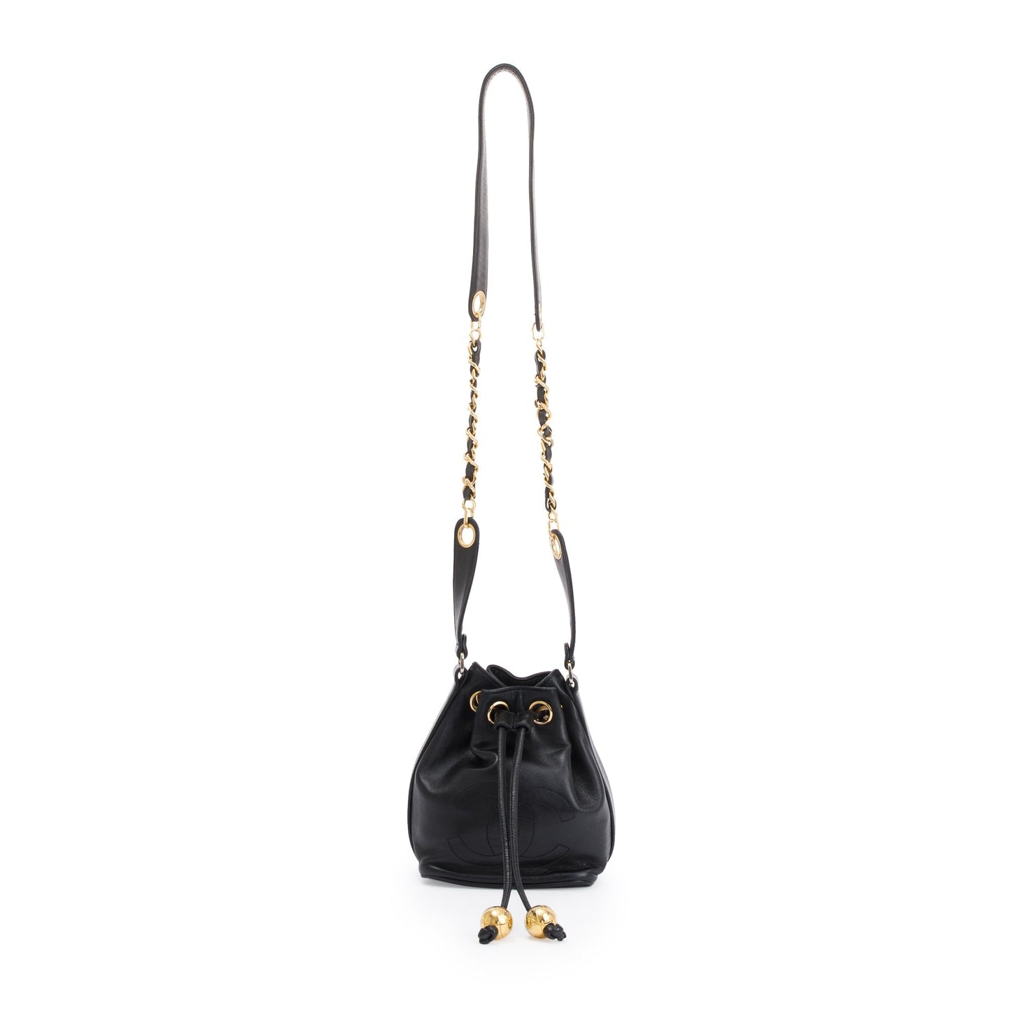 Chanel Vintage Black Calfskin Mini Bucket Bag