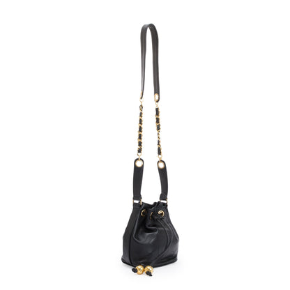 Chanel Vintage Black Calfskin Mini Bucket Bag