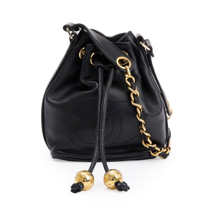 Chanel Vintage Black Calfskin Mini Bucket Bag