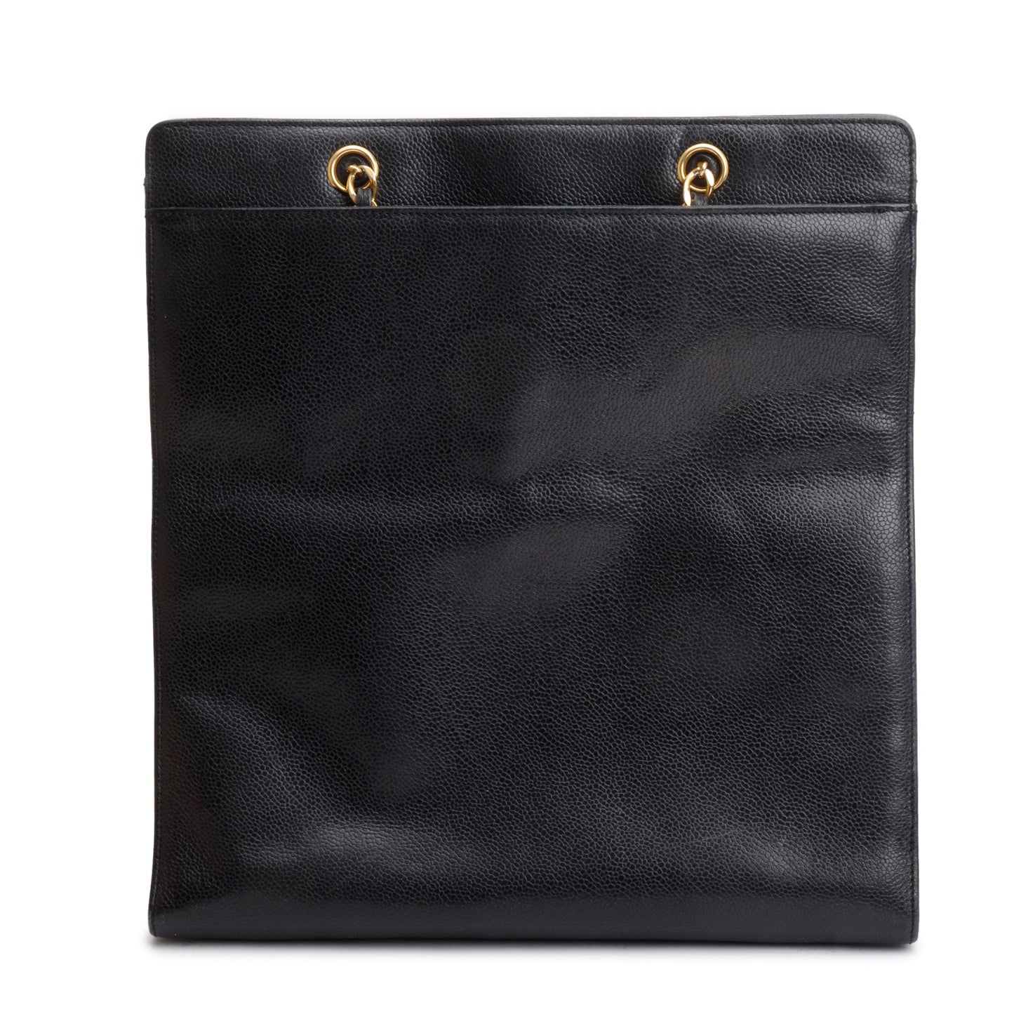 Chanel Vintage Black Caviar Leather CC Shopping Tote