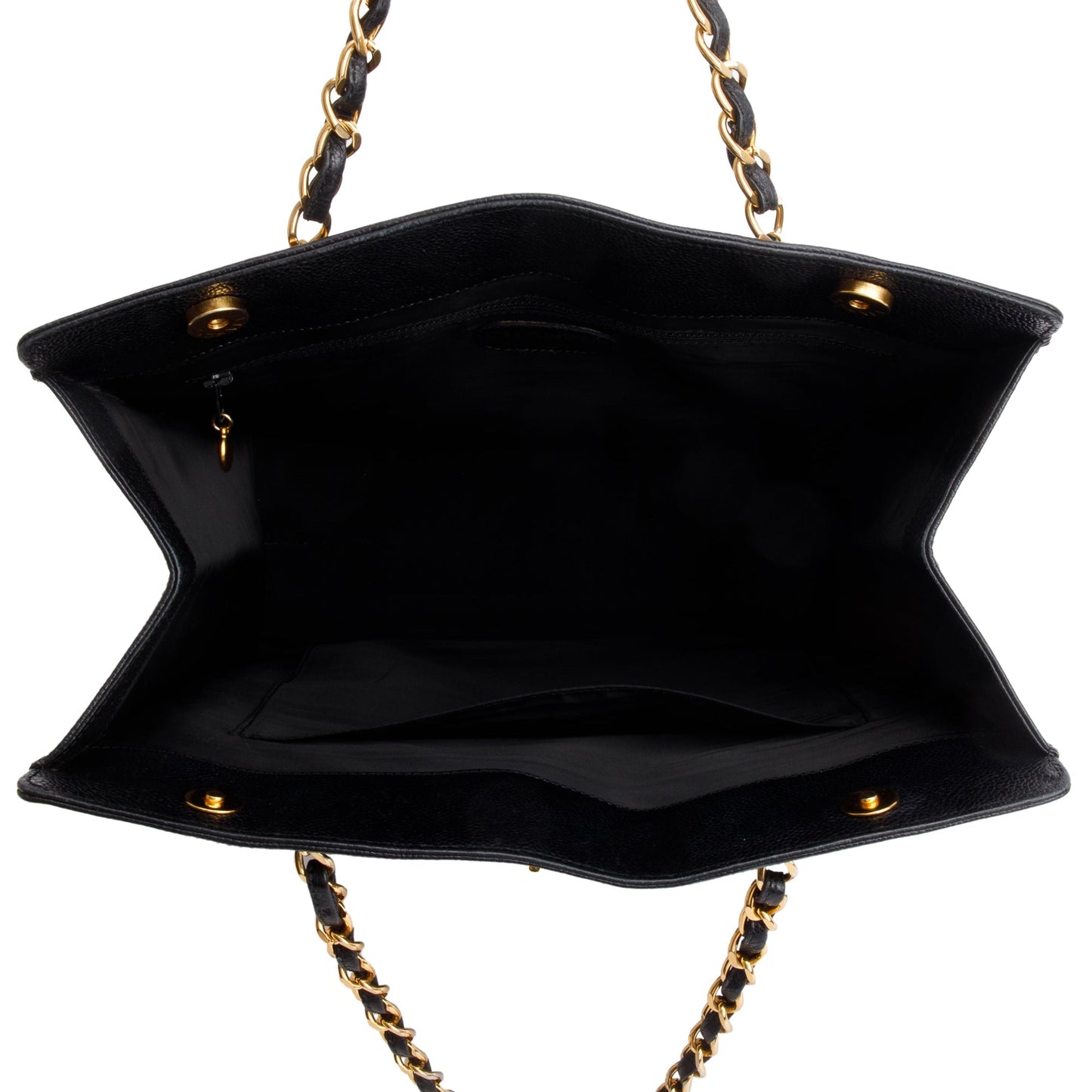 Chanel Vintage Black Caviar Leather CC Shopping Tote