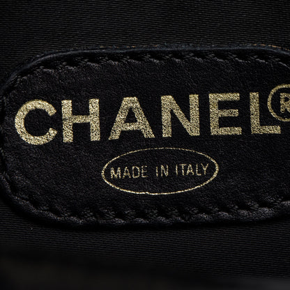 Chanel Vintage Black Caviar Leather CC Shopping Tote