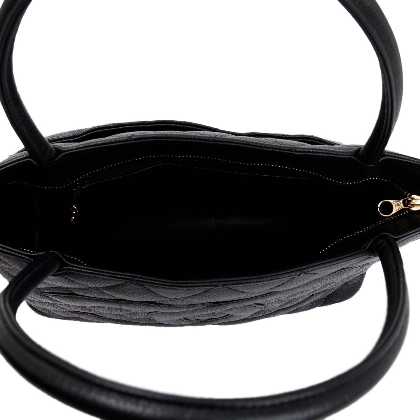 Chanel Vintage Black Caviar Leather Medallion Tote