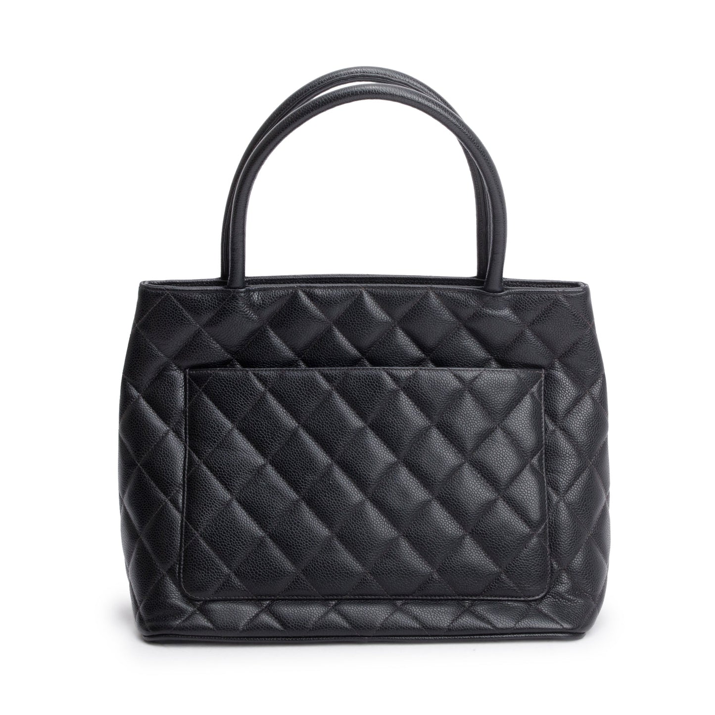 Chanel Vintage Black Caviar Leather Medallion Tote