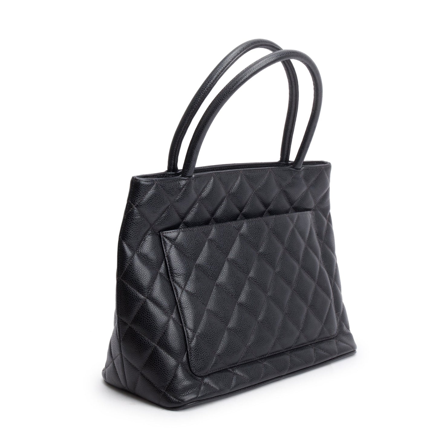 Chanel Vintage Black Caviar Leather Medallion Tote