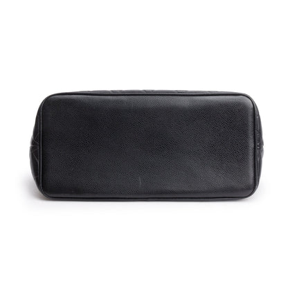Chanel Vintage Black Caviar Leather Medallion Tote