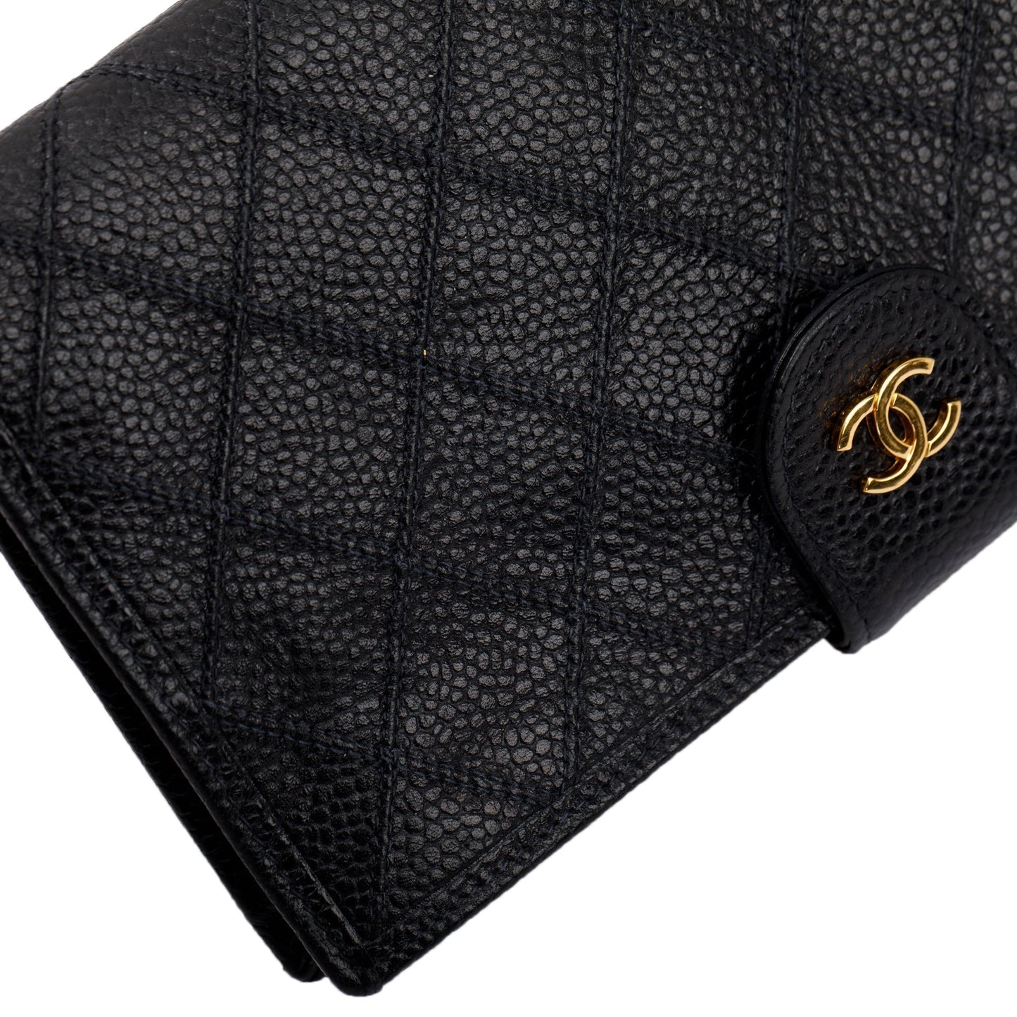 Chanel Vintage Black Caviar Long French Wallet