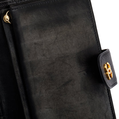Chanel Vintage Black Caviar Long French Wallet