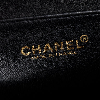 Chanel Vintage Black Caviar Square Classic Jumbo Single Flap Bag