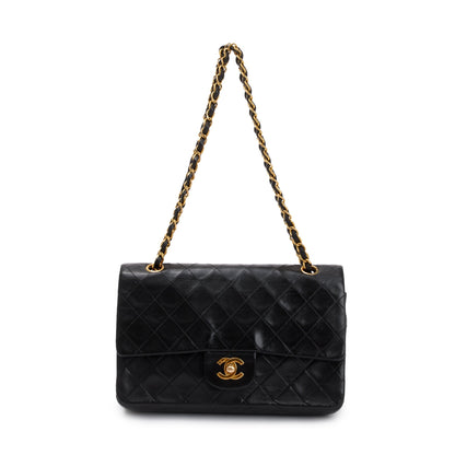Chanel Vintage Black Lambskin Classic Medium Double Flap Bag