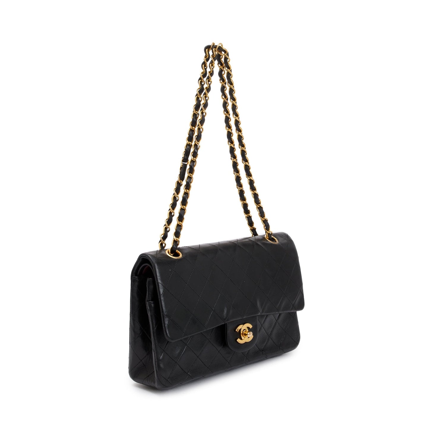 Chanel Vintage Black Lambskin Classic Medium Double Flap Bag