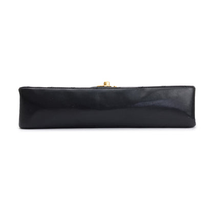 Chanel Vintage Black Lambskin Classic Medium Double Flap Bag