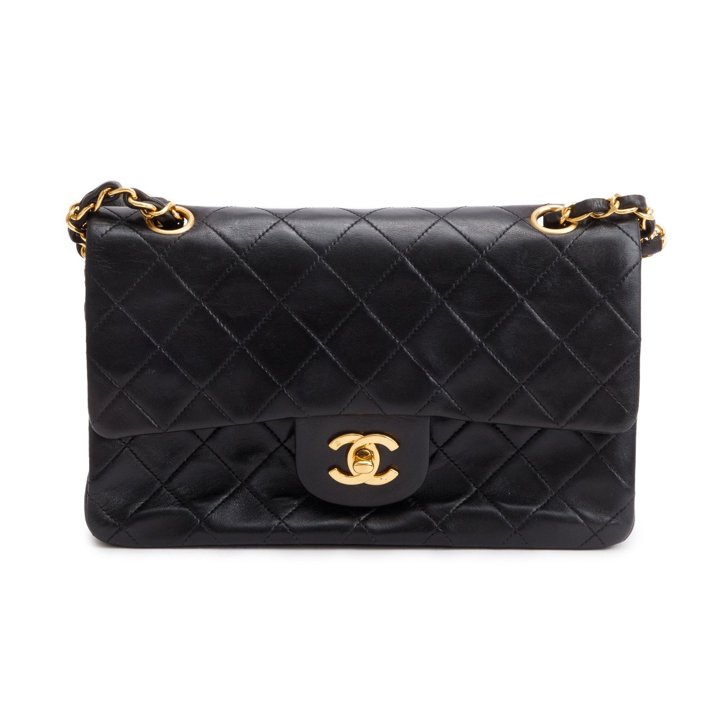 Chanel Vintage Black Lambskin Classic Small Double Flap Bag