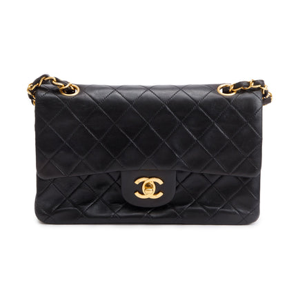 Chanel Vintage Black Lambskin Classic Small Double Flap Bag