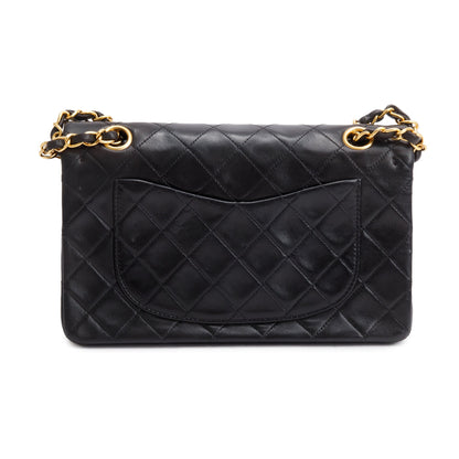 Chanel Vintage Black Lambskin Classic Small Double Flap Bag