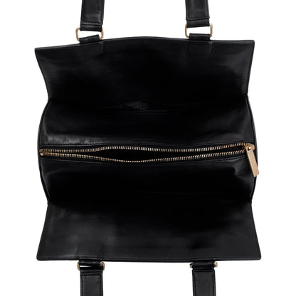 Chanel Vintage Black Lambskin Leather Chocolate Bar Barrel Bag