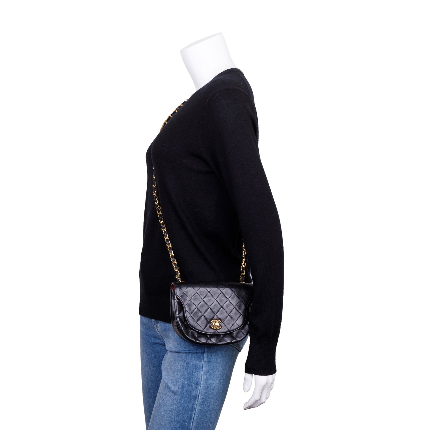 Chanel Vintage Black Lambskin Leather Mini Crossbody Flap Bag
