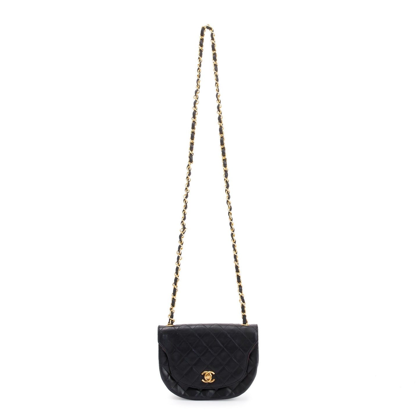 Chanel Vintage Black Lambskin Leather Mini Crossbody Flap Bag