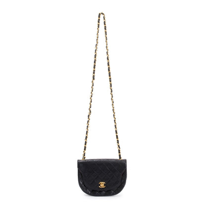 Chanel Vintage Black Lambskin Leather Mini Crossbody Flap Bag