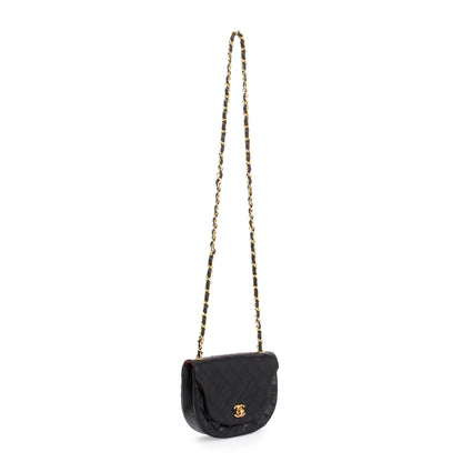 Chanel Vintage Black Lambskin Leather Mini Crossbody Flap Bag