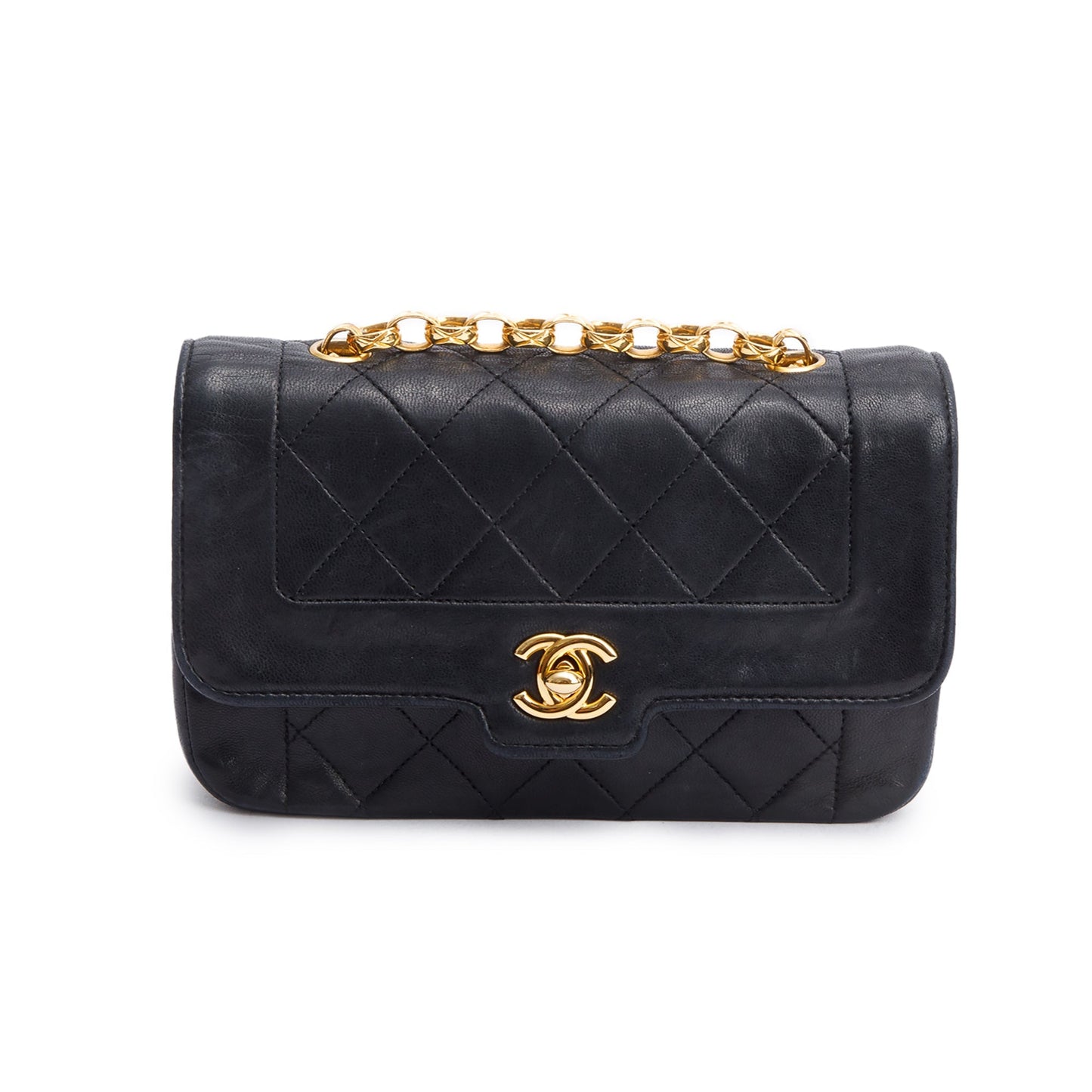 Chanel Vintage Black Lambskin Leather Mini Diana Bijoux Flap Bag