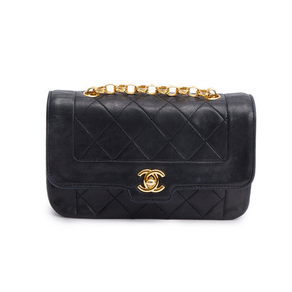 Chanel Vintage Black Lambskin Leather Mini Diana Bijoux Flap Bag
