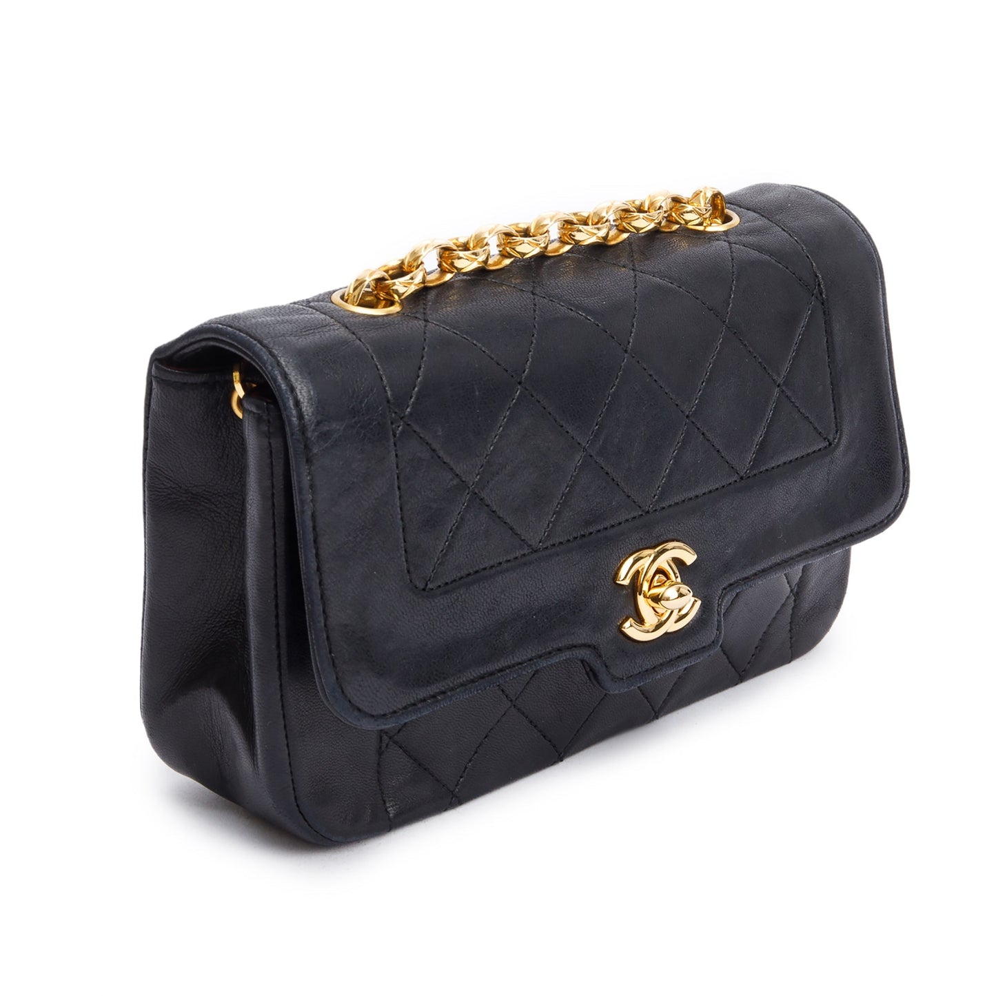 Chanel Vintage Black Lambskin Leather Mini Diana Bijoux Flap Bag